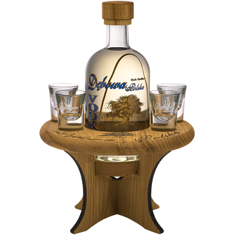 Debowa Oak Vodka Eiken tafel met 4 glazen 0,70 Ltr 40 %