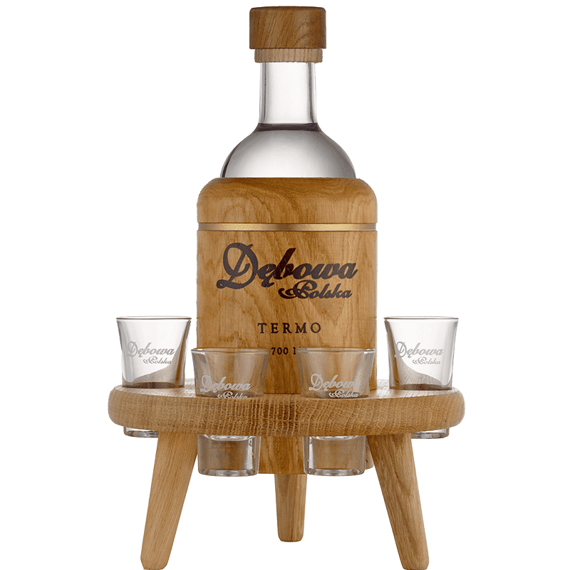 Debowa Oak Vodka Eiken Thermo Tafel 0,70 Ltr 40 % 4 glazen